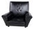 Wingback Chair in Black Leather For Sale