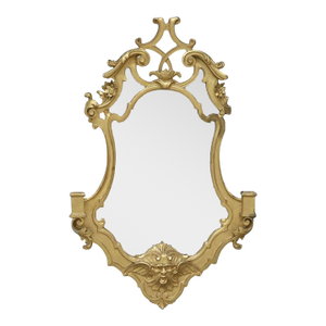 Antique Italian Continental Baroque Figural Wind God Giltwood Wall Mirror C1920
