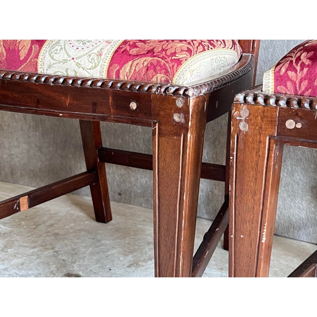 Set of 8 Late 20th Century Carved Mahogany Hepplewhite Chairs in Need of Restoration For Sale In Washington DC - Image 6 of 12