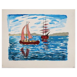 Elisée Maclet, Sailing Boats, Original Watercolour For Sale