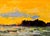 Evening's Glow by Sandra Pratt | Oil on Panel Landscape with sunset over water and silhouette of hills For Sale