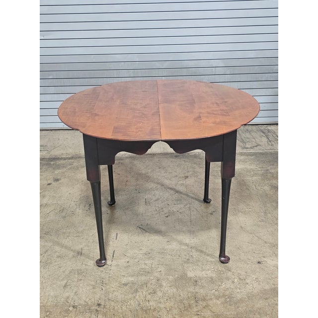 Late 20th Century Tiger Maple Dining Table Black Painted Base 2 Leaves Benchmade For Sale - Image 16 of 17