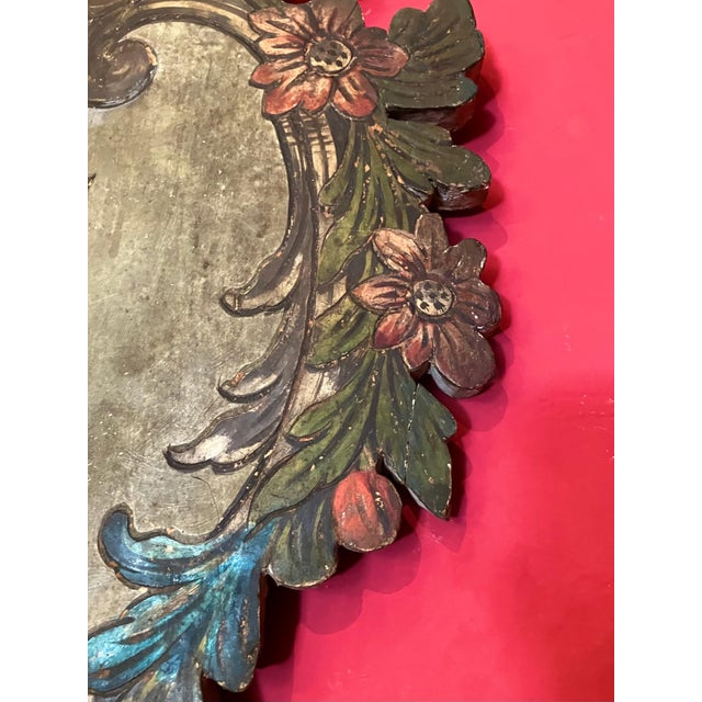 Blue 18th Century Venetian Polychrome and Mecca Lacquered Wooden Wall Sconces, Set of 2 For Sale - Image 8 of 15