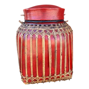 Antique Asian/Thai Red Rice Basket W/Lid