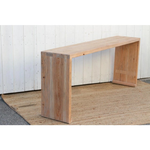Wood Rustic Reclaimed Wood Waterfall Console Table For Sale - Image 7 of 9