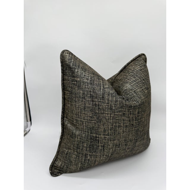 Metallic Cross-Hatch Decorative Pillow Cover For Sale - Image 4 of 5