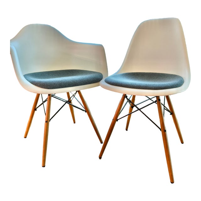 Vitra Eames Molded Armchairs With Pads For Sale