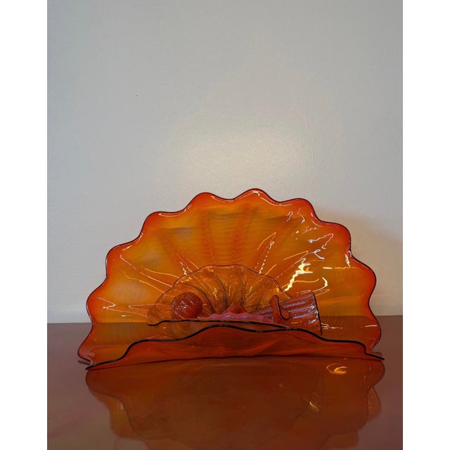 Dale Chihuly Chihuly Orange Persian Set of 5 (Black Rim) For Sale - Image 4 of 10