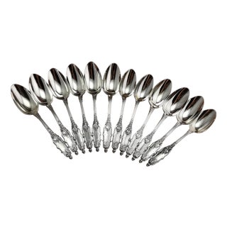 Acanthe Dessert Spoons in Silver from Puiforcat, 1890s, Set of 12 For Sale
