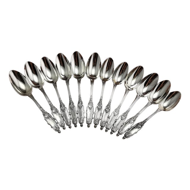 Acanthe Dessert Spoons in Silver from Puiforcat, 1890s, Set of 12 For Sale