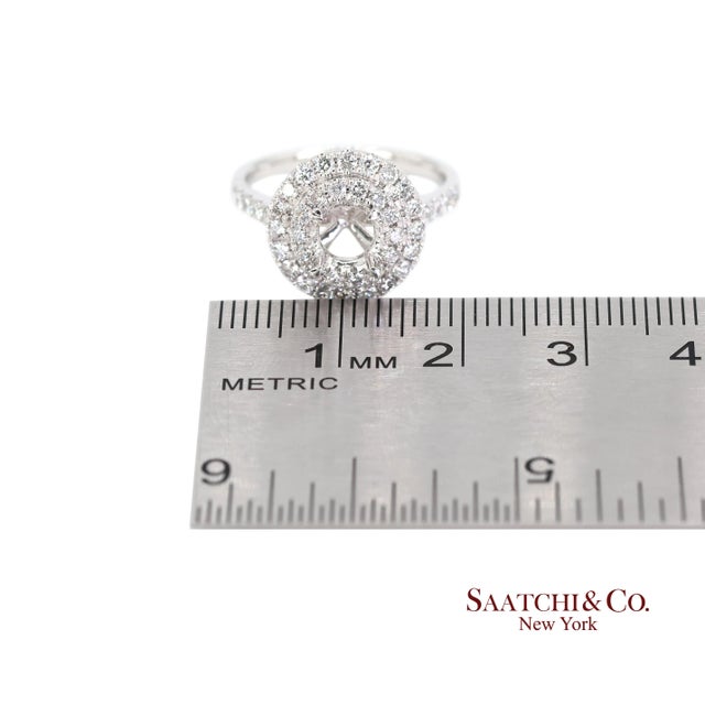 White Platinum (950) Natural Brilliant Diamond Semi Mount Ring Size 6.5 For Sale - Image 8 of 9