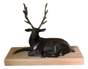 Large Vintage Bronze Sculpture of a Sitting Deer, France, 1975