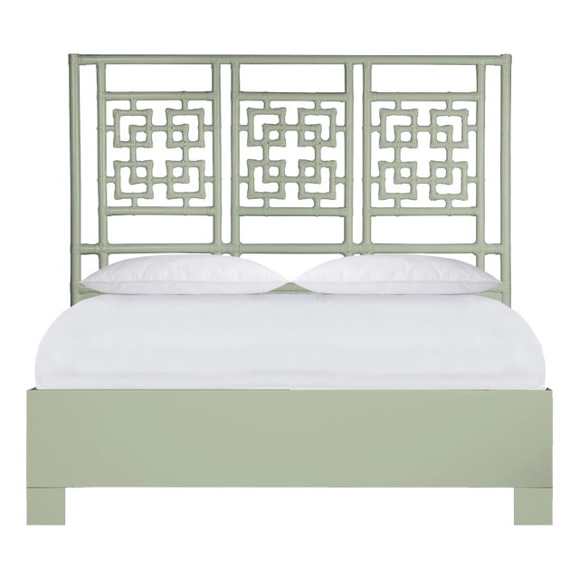 Palm Springs Platform Bed Queen, Celery Green For Sale