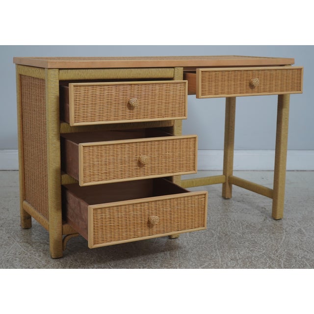 Traditional Lexington Henry Link Woven Wicker Writing Desk & Chair For Sale - Image 3 of 18