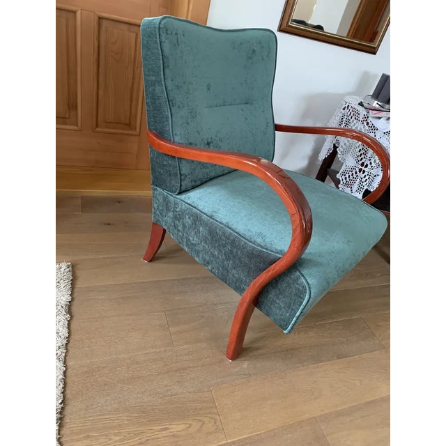 Art Deco Green Armchair, 1920s For Sale - Image 4 of 7