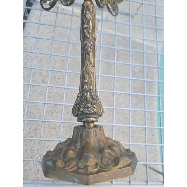 Mid 20th Century Vintage Five Arm Bronze Candelabra For Sale - Image 5 of 12