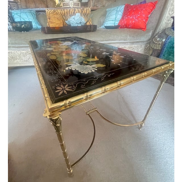 Metal French Maison Bagues Bronze & Lacquer Coffee Table For Sale - Image 7 of 16