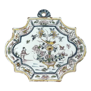 Dutch Delft Chinoiserie Polychrome Plaque