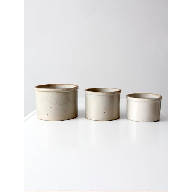 Vintage Stoneware Crocks Set of 3 For Sale - Image 4 of 13