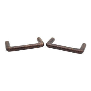 Pair of Modern 4.5 In. Darkened Brass Drawer Pulls For Sale