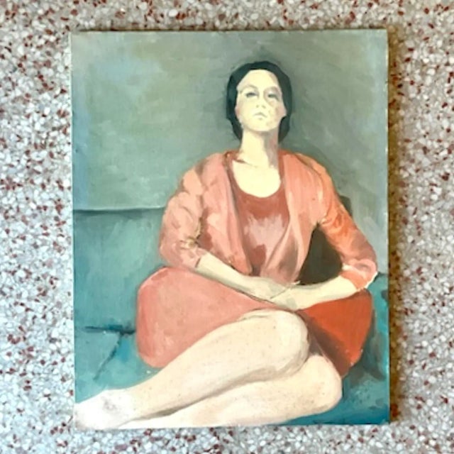 This captivating vintage Boho Italian signed abstract figural oil painting on canvas beautifully captures the essence of...