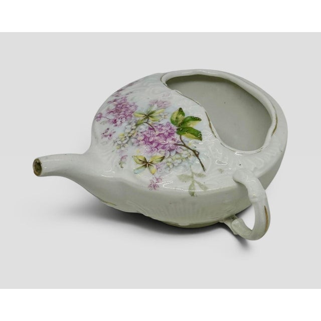 Antique Victorian Porcelain Invalid Feeder With Floral Design and Gold Gilt Accents For Sale - Image 12 of 12