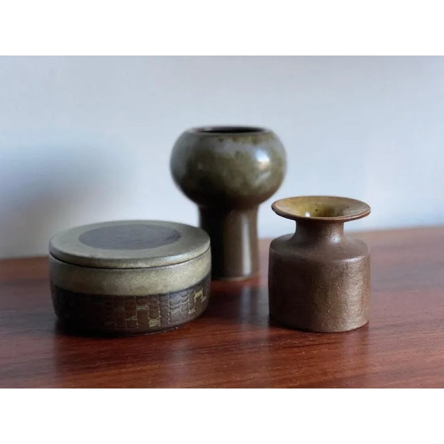 Danish Ceramic Bowl and Vases, 1960s, Set of 3 For Sale - Image 9 of 10