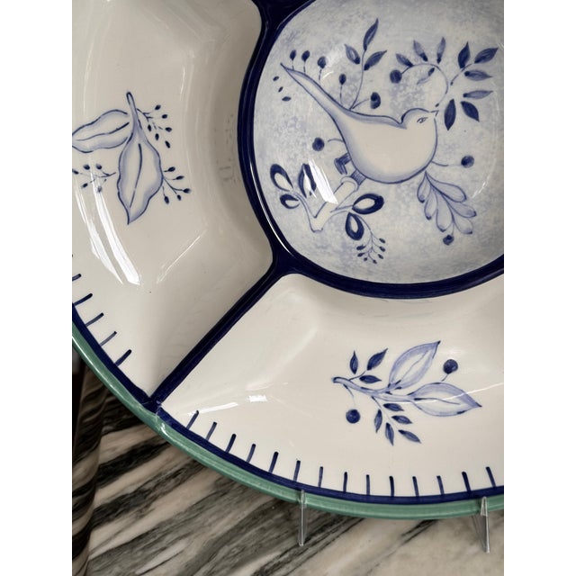 Blue Made in Portugal Villeroy & Boch Bluebird Pattern Chip & Dip For Sale - Image 8 of 11