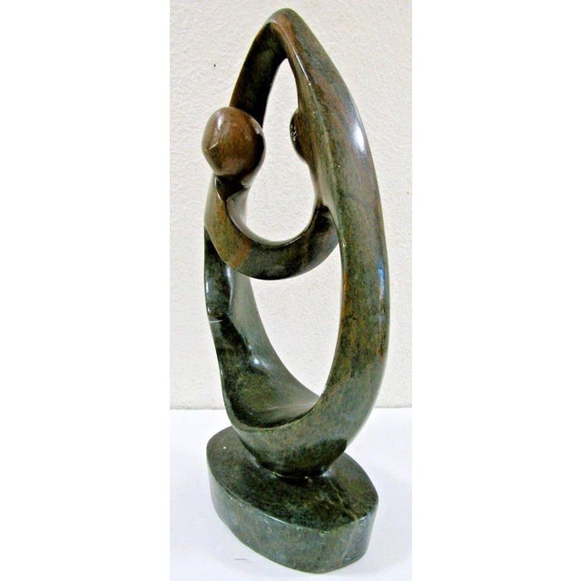 1920sLarge Hand-Carved Shona Serpentine Stone Couple Sculptur For Sale - Image 4 of 13