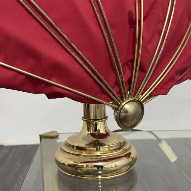 1970s Hollywood Regency Brass Fan Table Lamps, 1970s, Set of 2 For Sale - Image 5 of 14