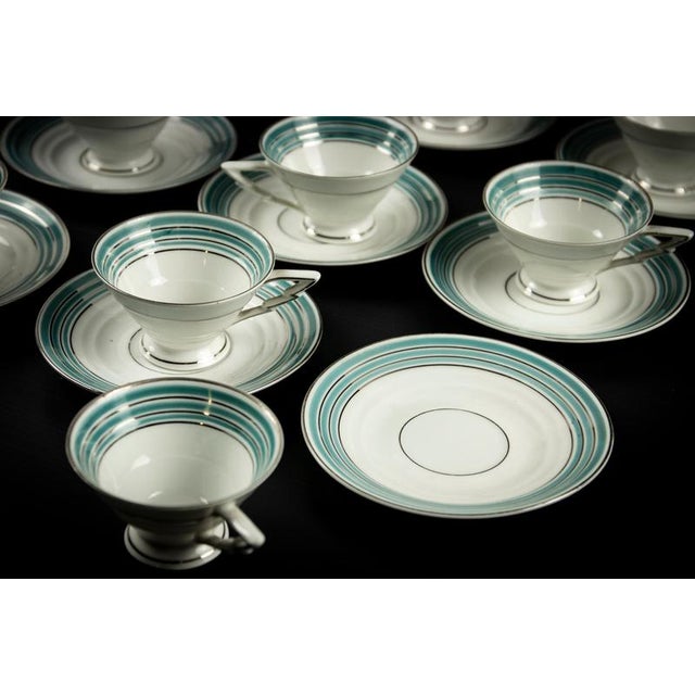 20th Century European Porcelain Coffee Set with Cups and Plates, Set of 18 For Sale - Image 11 of 15