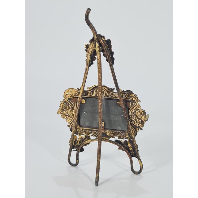 Antique Standing Photo Frame in Gilded Metal, 1890s For Sale - Image 9 of 13