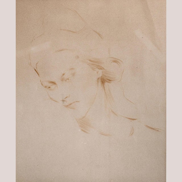 Unknown, Female Portrait Study Drawing, 1890s, Crayon For Sale - Image 5 of 5