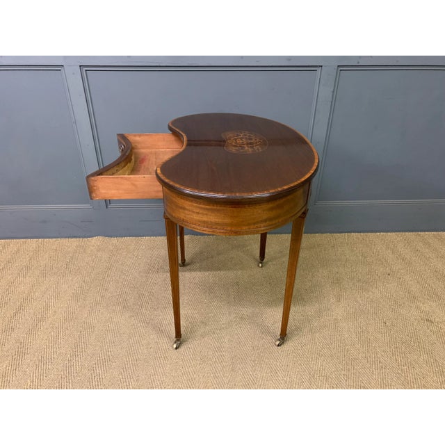 Kidney-Shaped Inlaid Mahogany Table, 1900s For Sale - Image 12 of 14