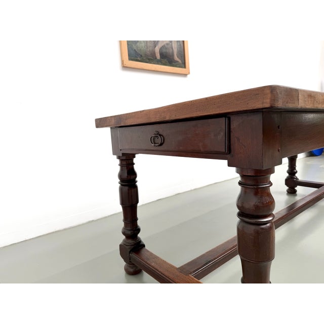 Vintage Farmhouse Table in Walnut with Turned Legs, 1950s For Sale - Image 15 of 18