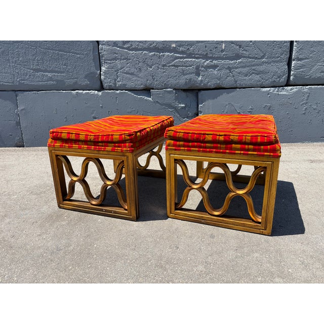 Fabulous Pair of Drexel Ottomans, Stools, Hollywood Regency, Mid Century Modern For Sale In Miami - Image 6 of 18