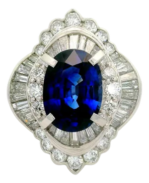 5.82 Carat Blue Sapphire Diamond Platinum Ballerina Ring, Size 6.75