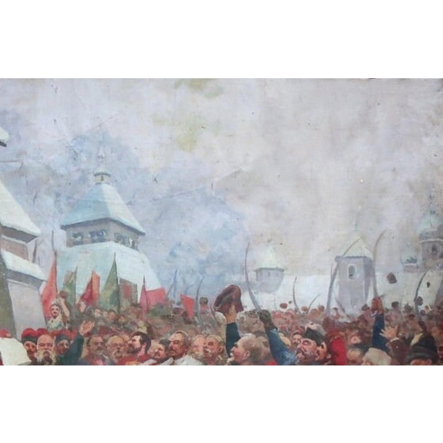 Campaign Pereyaslavskaya Rada Oil Painting, Ukrainian Cossacks, 1960s Soviet Art 179-269 For Sale - Image 3 of 6
