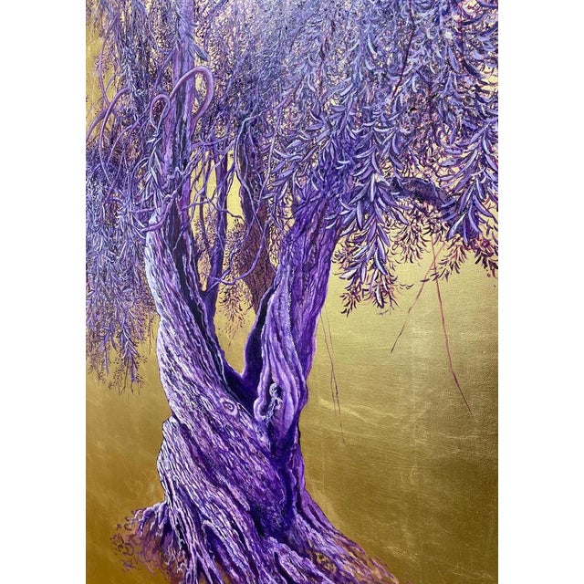 Anastasia Gklava, Grandiose, Realist Purple & Lavender Olive Tree, 2022, Oil & Gold Leaf Canvas For Sale - Image 13 of 18