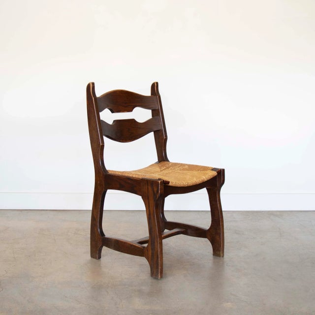 French 1940s French Oak Dining Chairs in the Style of Guillerme & Chambron - Set of 6 For Sale - Image 3 of 12