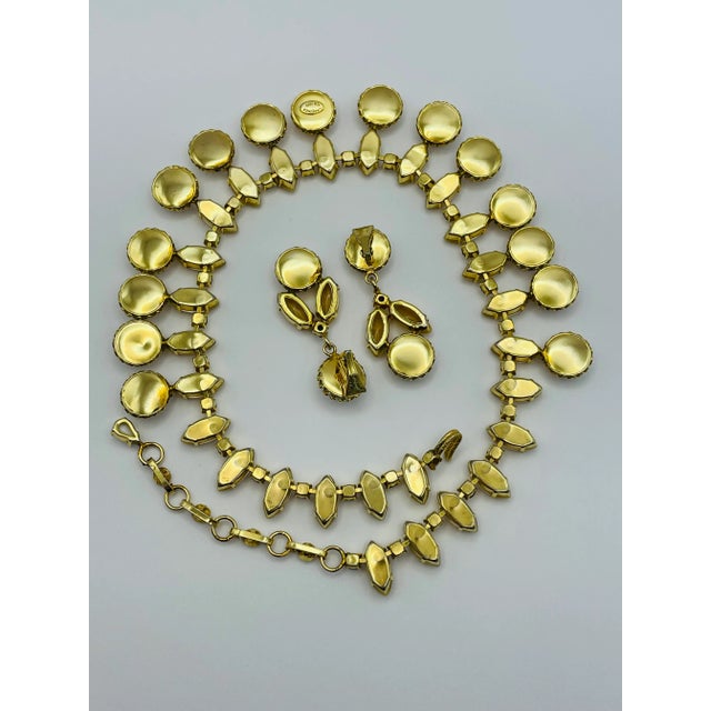 Metal 1950s Schreiner New York, Signed Demi-Parure, Necklace & Earrings Set - 3 Pieces For Sale - Image 7 of 8