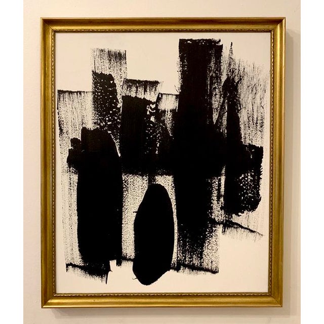 2010s Original Abstract Black and White Framed Painting For Sale - Image 5 of 5