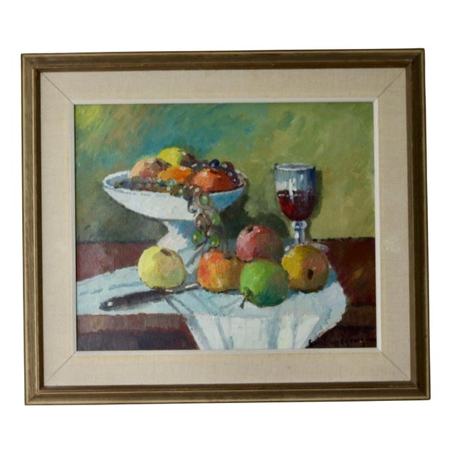 Eric Lundgren, Fruit Bowl, 1920s, Oil on Canvas For Sale