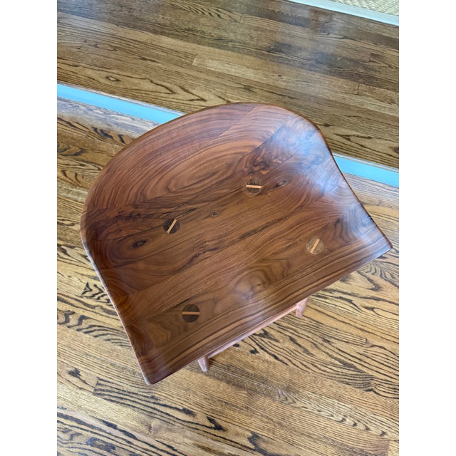 Wood Set of 4 High End Solid Walnut Tractor Counter Stools For Sale - Image 7 of 10