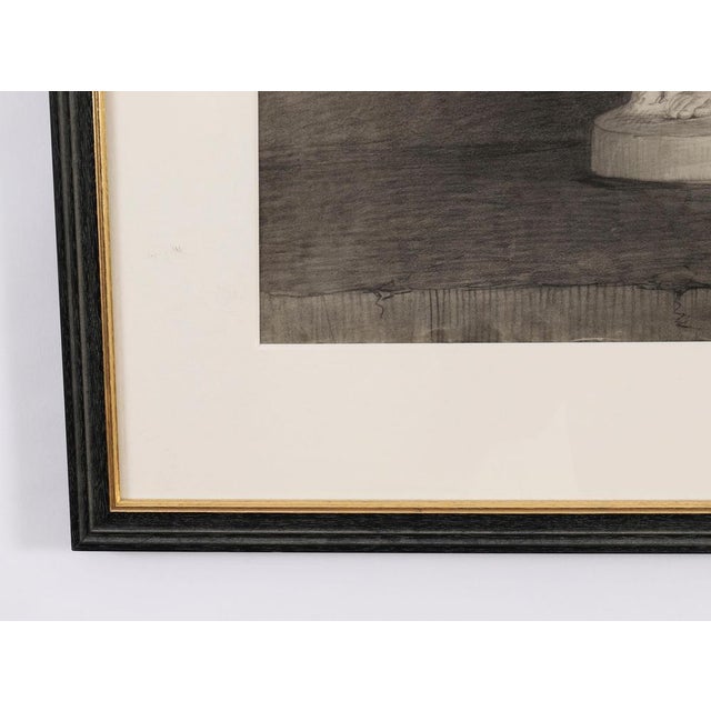 Antique Large Framed Drawing of the Capitoline Antinous For Sale - Image 4 of 11