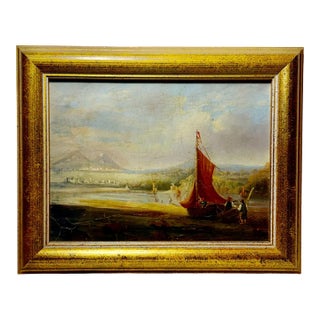 Early 19th Century Italian Coastal Oil on Board, Grand Tour For Sale