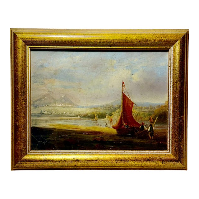 Early 19th Century Italian Coastal Oil on Board, Grand Tour For Sale