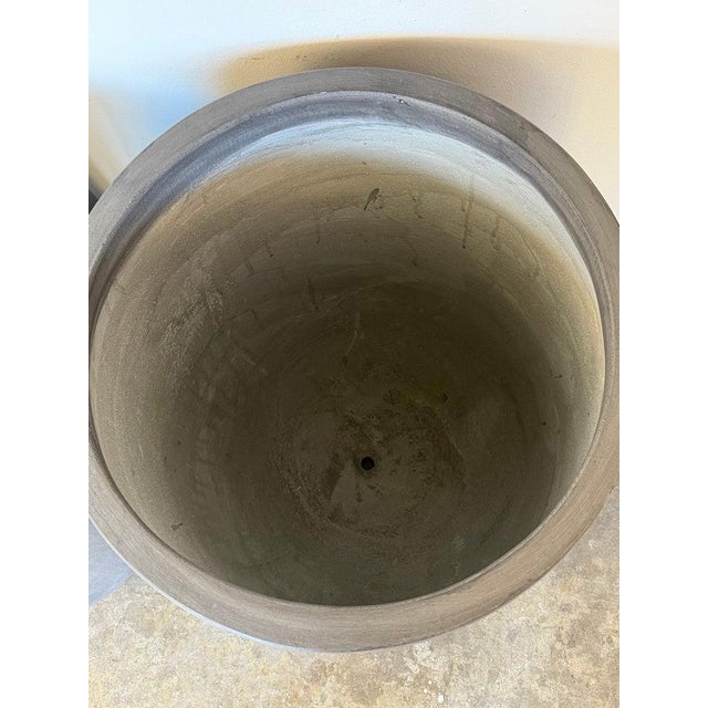 Pair of Monumental Tall Cylinder Planters - Dark Slate Gray Pots For Sale - Image 12 of 12