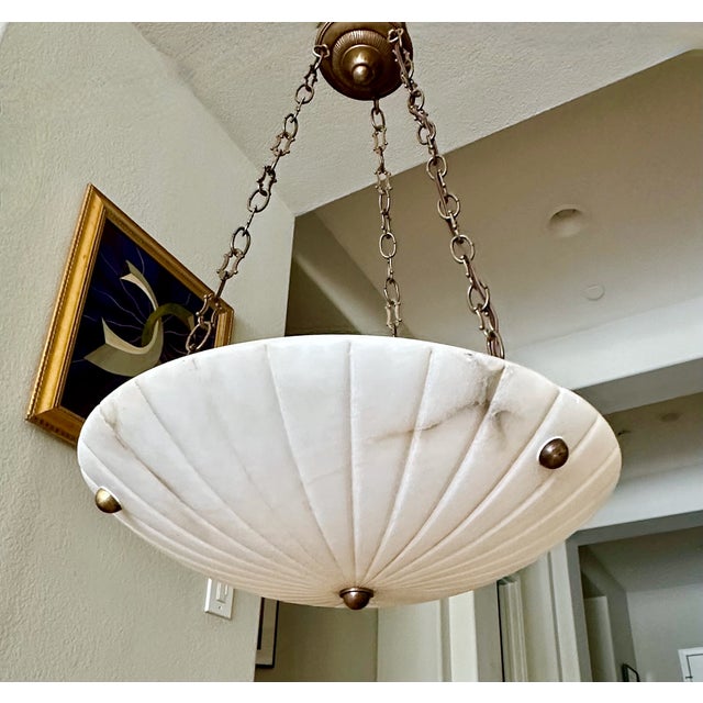 French Directoire Style French Alabaster Pendant Chandelier For Sale - Image 3 of 18