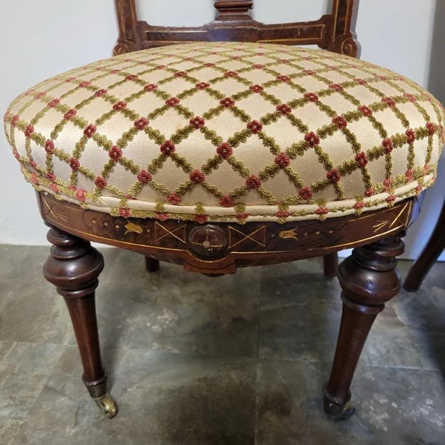 Wood American Renaissance Revival Walnut Carved Parlor Side Chairs - a Pair For Sale - Image 7 of 9